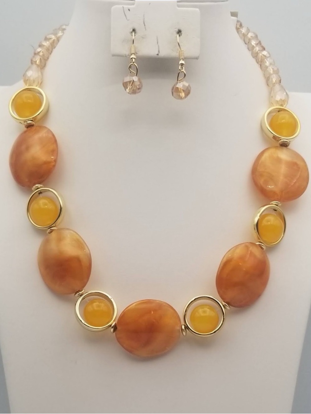 Gold-Tone Amber & Yellow Bead Necklace - Women Jewelry